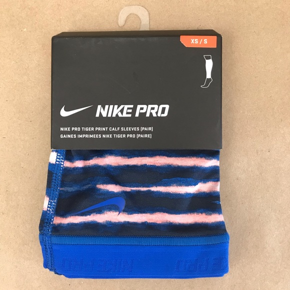 NWT Women’s Nike Pro Calf Sleeves XS/S Tiger Blue - Picture 2 of 4